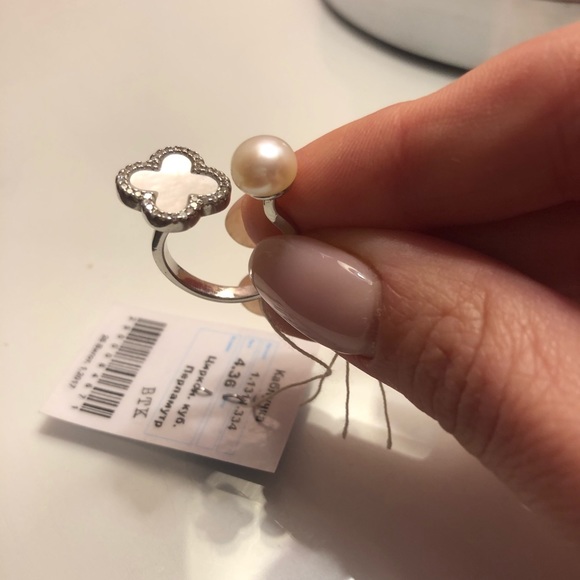 Silver ring with nacre and zirconiums - Picture 4 of 4